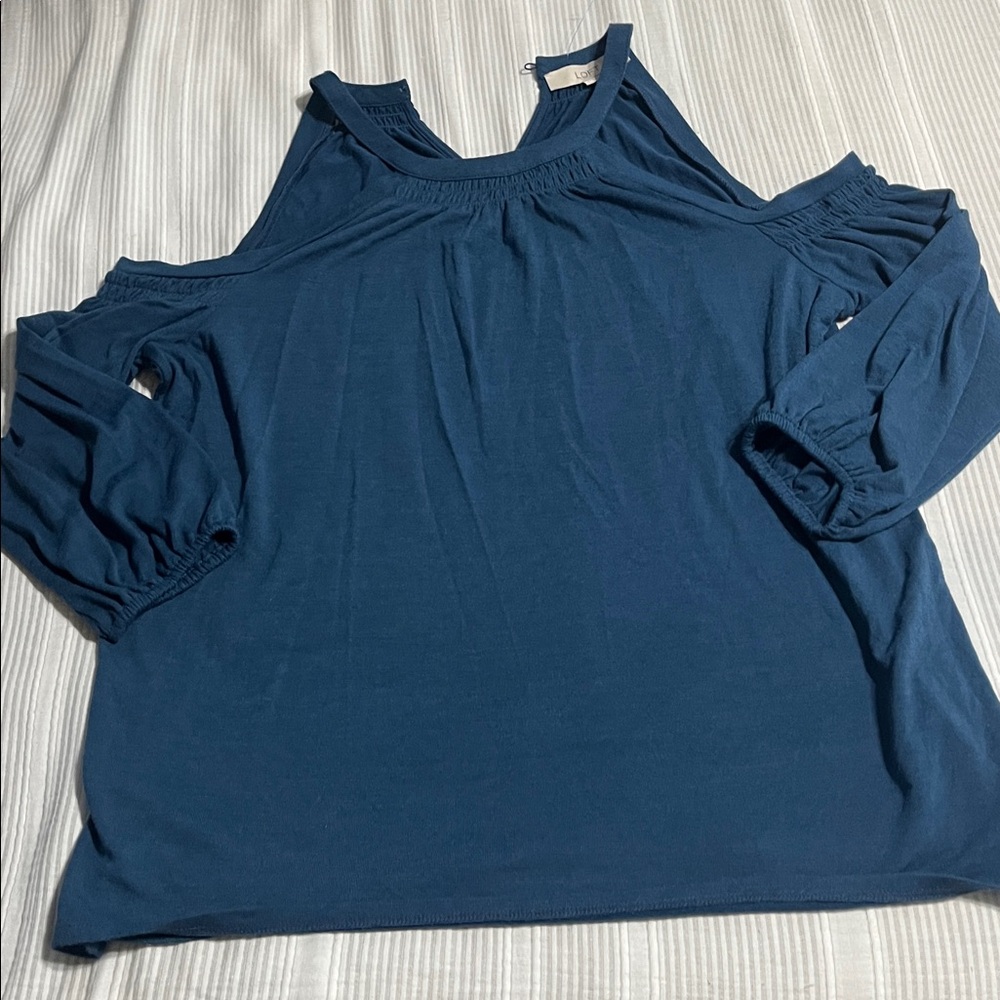 LOFT Navy Cold Shoulder Top